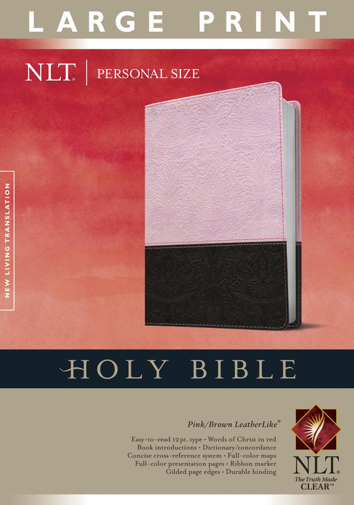 NLT2 Personal Size Large Print Bible-Pink/Brown TuTone Indexed
