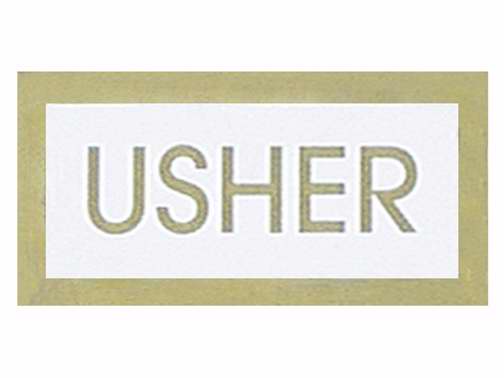 Badge-Usher-Pin Back (1 X 2) (Pack of 24) (Pkg-24)