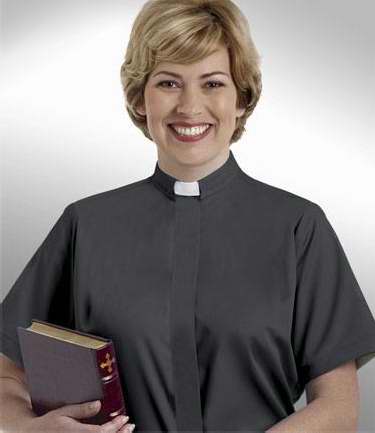 Clerical Shirt-Women-Short Sleeve Tab Collar-Size 16-Black