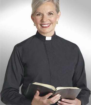 Clerical Shirt-Women-Long Sleeve Tab Collar-Size 10-Black