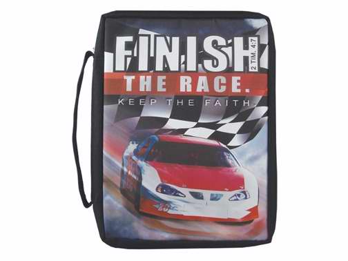 Bible Cover-Canvas-Finish The Race-Large-Multi