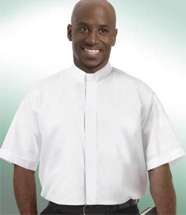 Clerical Shirt-Short Sleeve Tab Collar-17 In-White