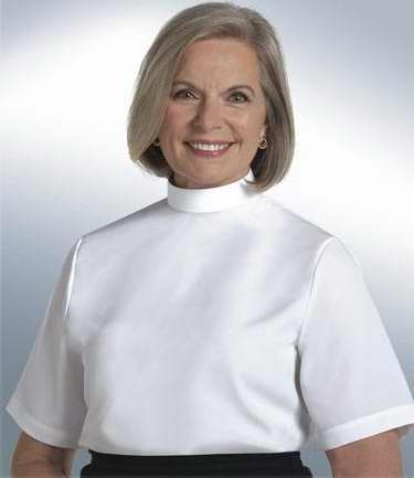 Clerical Shirt-Women-Short Sleeve Shell Blouse w/Neckband-Size 8-White