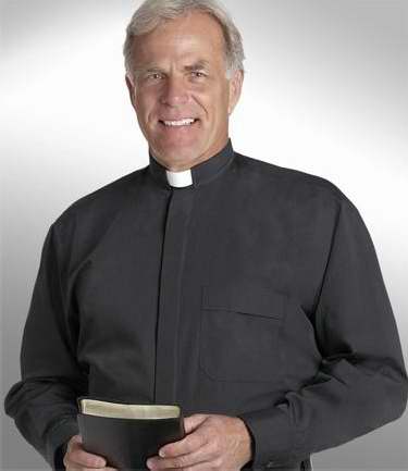 Clerical Shirt-Long Sleeve Tab Collar-19X34/35-Black