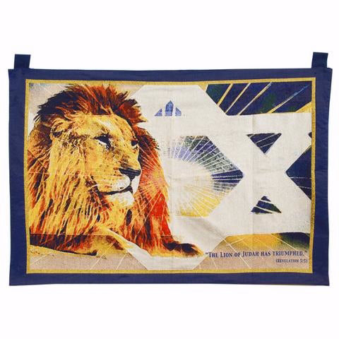 Tapestry-Lion/Star Of David (Embroidered/Woven) (27" x 42")