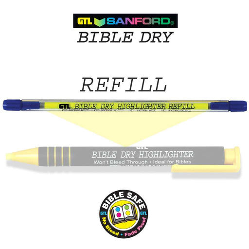 Highlighter-Bible Dry-Yellow Refill  (Pkg-12)