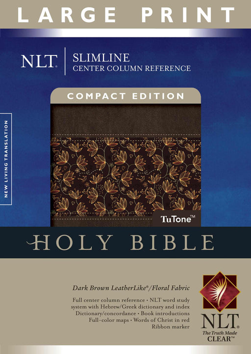 NLT2 Slimline Center Column-Compact/Large Print Bible-Brown/Floral TuTone