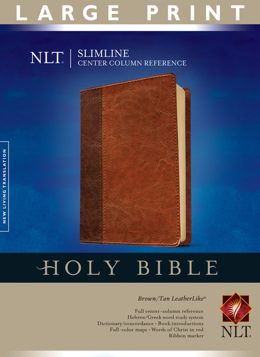 NLT2 Slimline Center Column/Large Print Bible-Brown/Tan TuTone