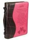 Bible Cover-Trendy Lux Leather-Love-MED-Pink