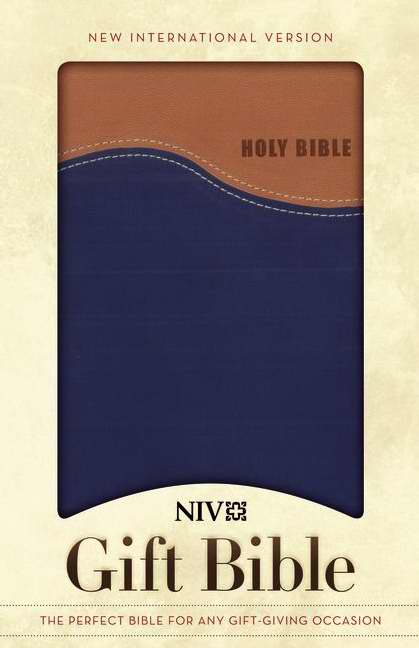 NIV Gift Bible-Tan/Blue Duo-Tone