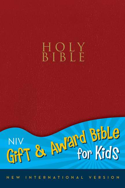 NIV Gift & Award Bible For Kids-Red Leather-Look