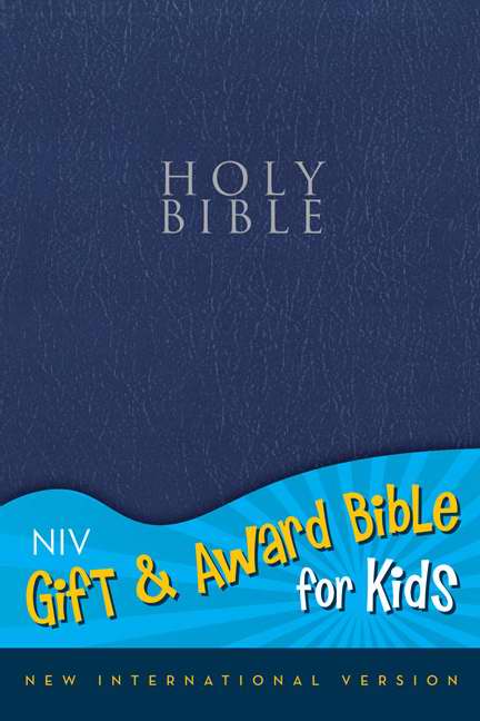 NIV Gift & Award Bible For Kids-Navy Leather-Look