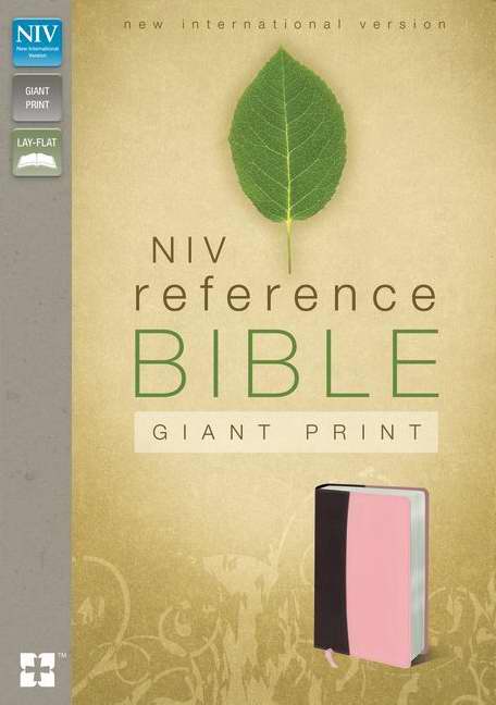 NIV Giant Print Reference Bible-Burgundy/Pink Duo-Tone
