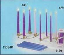 Candle-Advent Wreath-Petite w/6" Brass Ring-10" x 7/8" Tapers (3 Purple & 1 Pink)