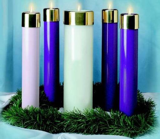 Candle-Advent-Emitte Elite Lite Candela Set-12" x 2 5/8" (3 Purple & 1 Pink w/Christ Candle) (#CM23) (Pkg-4)