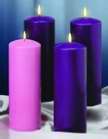 Candle-Advent Wreath Pillar Set-9" x 3" (3 Purple & 1 Rose) (Pkg-4)