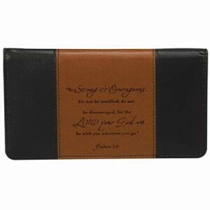 Checkbook Cover-Strong & Courageous-Brn/Tan