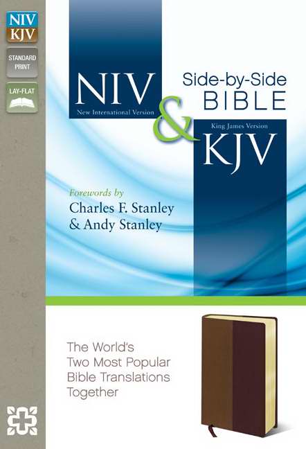 NIV & KJV Side-By-Side Bible-Tan/Cherry Duo-Tone