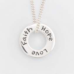 Necklace-Faith Hope Love-Sterling Silver w/18" Chain (Sterling Silver)