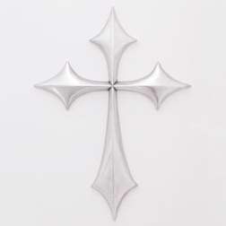 Wall Cross-Flared Pointy-Pewter (5-1/8" x 3-1/8")
