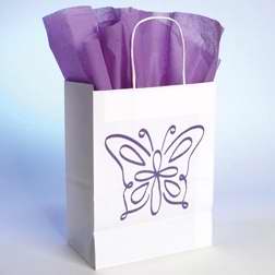 Gift Bag-Butterfly w/Tissue-Small-White
