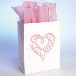 Gift Bag-Heart w/Tissue-Small-White