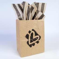 Gift Bag-Heart w/Tissue-Small-Brown Kraft