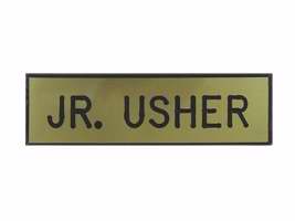 Badge-Jr Usher-Pin w/Safety Catch-Gold-Formica