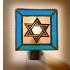 Night Light-Star of David W/Blue Border-Stained Glass