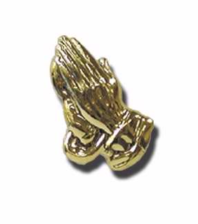 Lapel Pin-Praying Hands-Large (Gold) (Pack of 12) (Pkg-12)