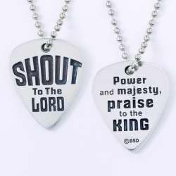 Necklace-Shout To The Lord w/24" Ball Chain-Pewter