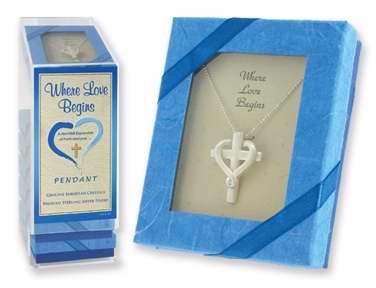Display-Necklace-Where Love Begins-Heart On Cross