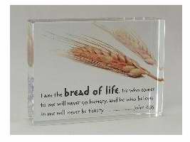 Plaque-Rectangle Crystal Block-Bread Of Life-Jn 6