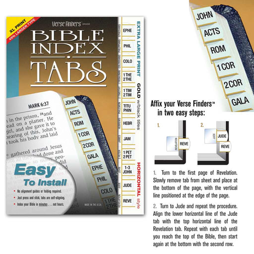 Bible Tab-Verse Finders-X Large Print-Horizontal-Gold