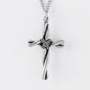Necklace-Cross-Twisted Wrapped w/24" Chain-Pewter (Adjustable)