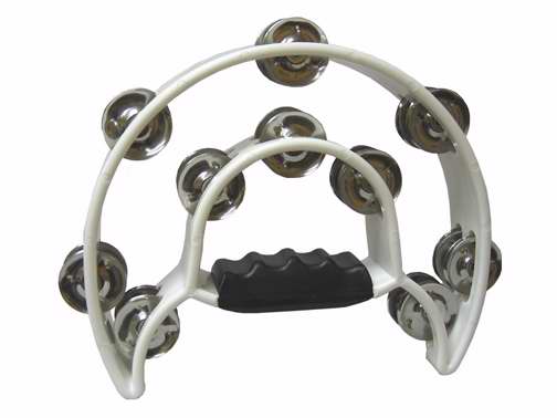 Instrument-Tambourine-Double Moon W/Double Cymbals-White