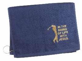 Golf Towel-In The Swing Of Life W/Jesus-Navy
