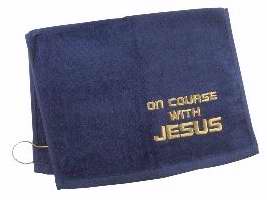 Golf Towel-On Course W/Jesus-Navy
