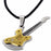 Necklace-Guitar Gold w/Cross (Stainless)-18" Leath