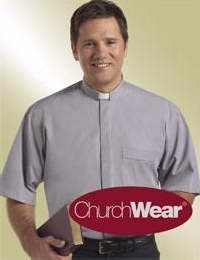 Clerical Shirt-Short Sleeve Tab Collar-15.5 In-Grey