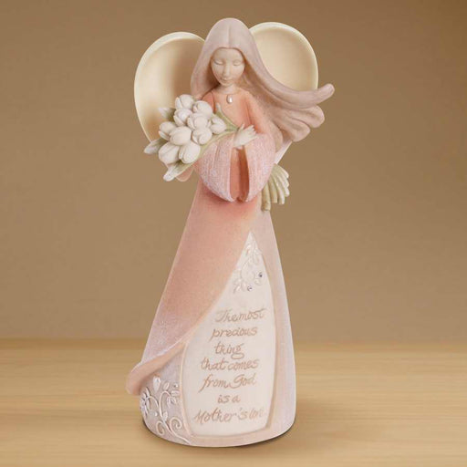 Figurine-Foundations-Mother Angel w/Bouquet Of Tulips