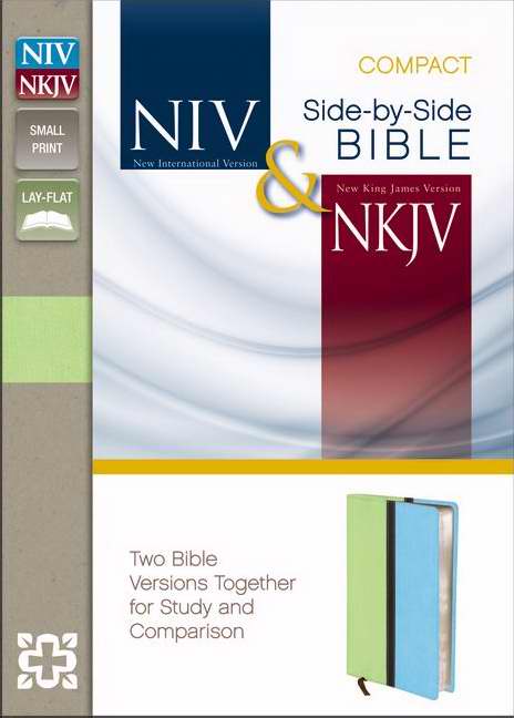NIV & NKJV Side-By-Side Bible/Compact-Melon Green/Turquoise Duo-Tone
