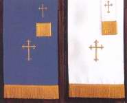 Communion-Table Runner-Reversible-Blue/White W/Cross