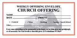 Offering Envelope-Weekly Offering/Church Offering (Pack Of 500) (Pkg-500)