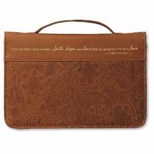 Bible Cover-Faith Hope And Love-Large-Brown