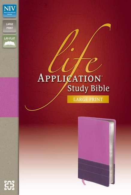 NIV Life Application Study Bible/Large Print-Orchid/Plum Duo-Tone Indexed