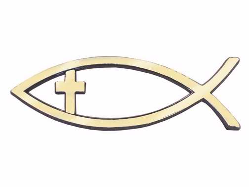 Auto Decal-3D Fish W/Cross-Large (Gold) (Pack of 6) (Pkg-6)