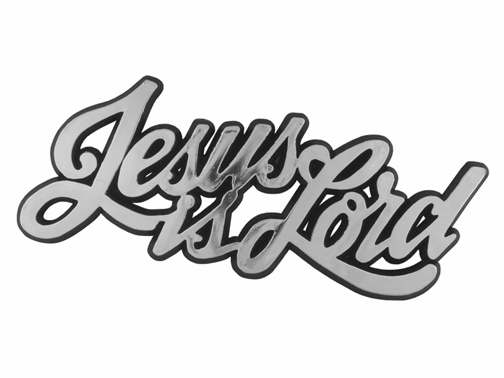 Auto Decal-3D Jesus Is Lord-Large (Silver) (Pack of 6) (Pkg-6)
