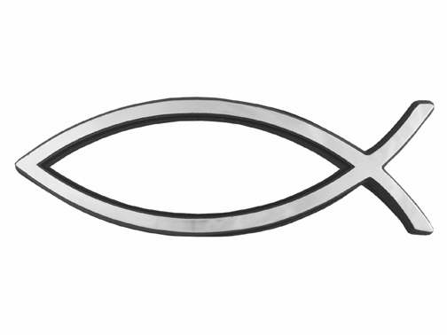 Auto Decal-3D Fish-Large (Silver) (Pack of 6) (Pkg-6)