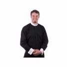 Clerical Shirt-Long Sleeve Banded Collar & French Cuff-15X32/33-Black